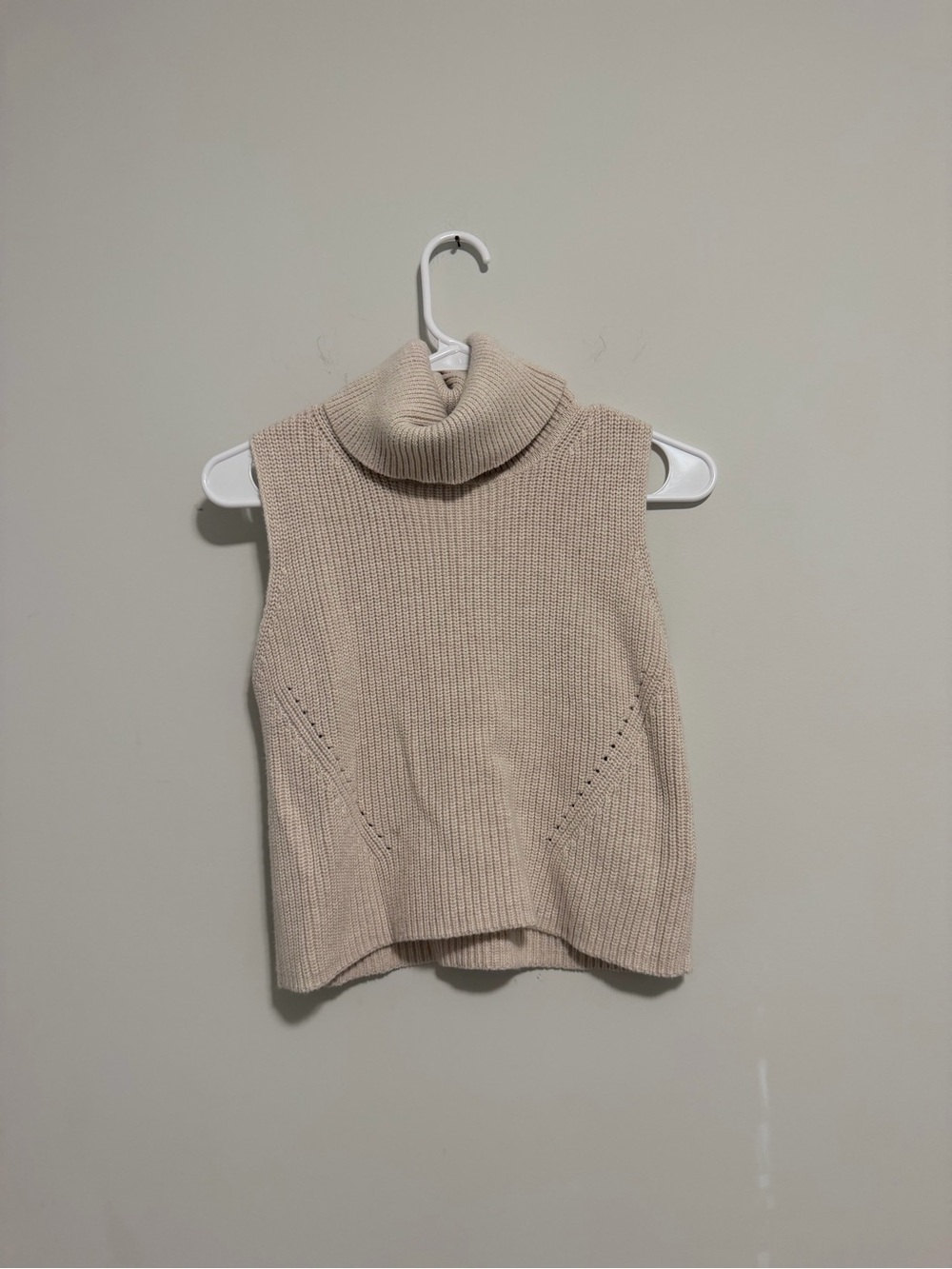French Connection Sleeveless Turtleneck Knit Vest in Cream